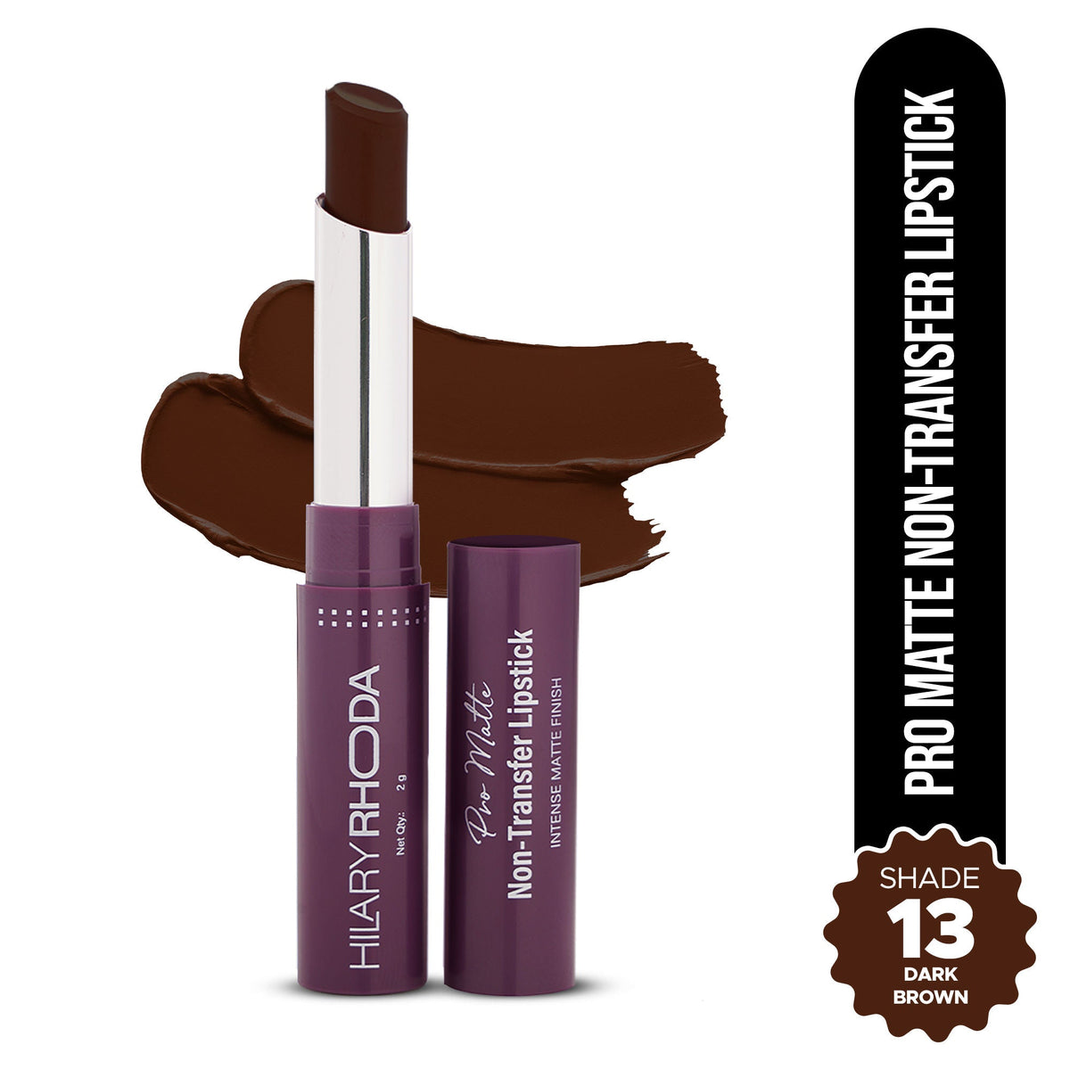 Hilary Rhoda Pro Matte Non-Transfer Waterproof Lipstick - Dark Brown 13 | Grocsy