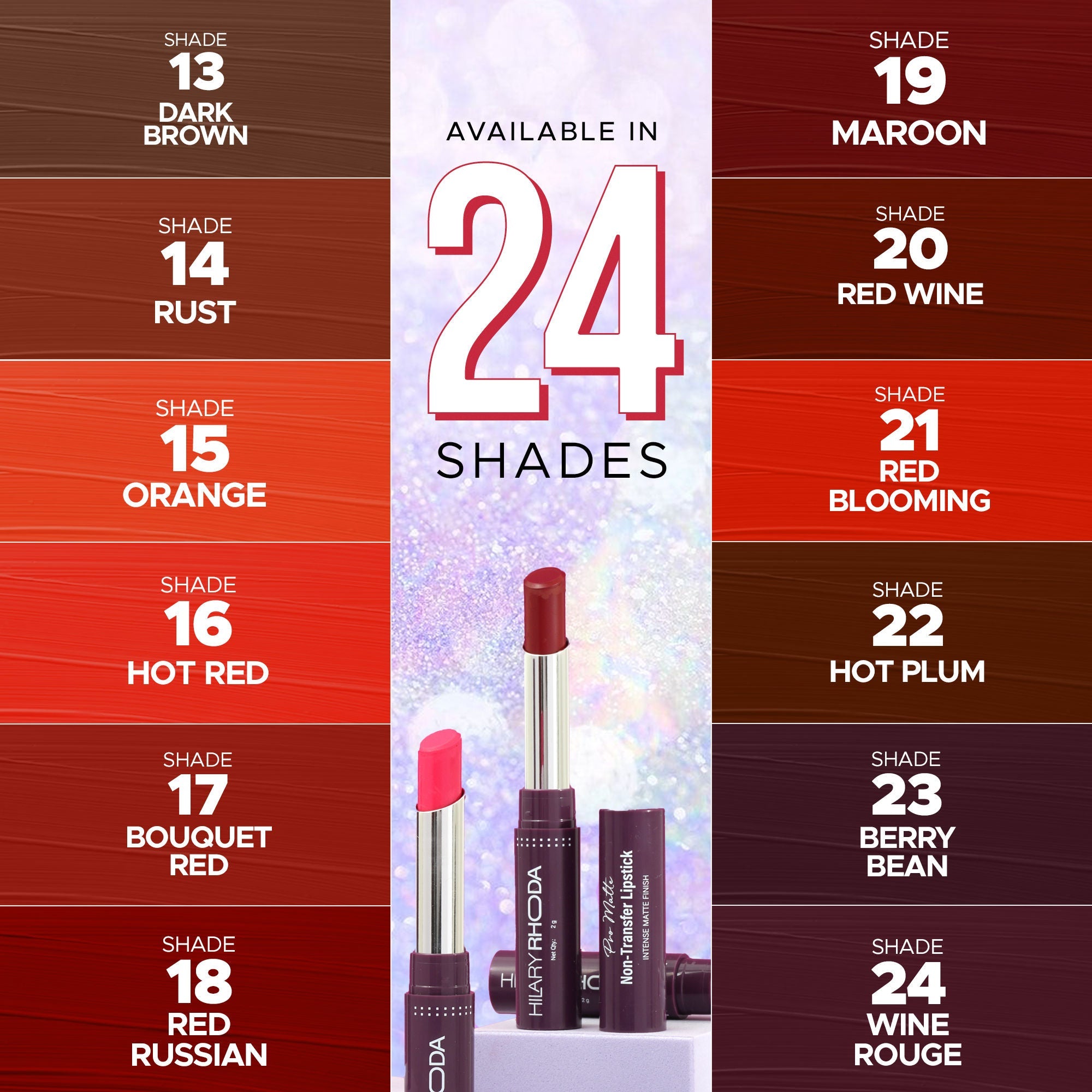 Hilary Rhoda Pro Matte Non-Transfer Waterproof Lipstick - Bouquet Red 17 | Grocsy