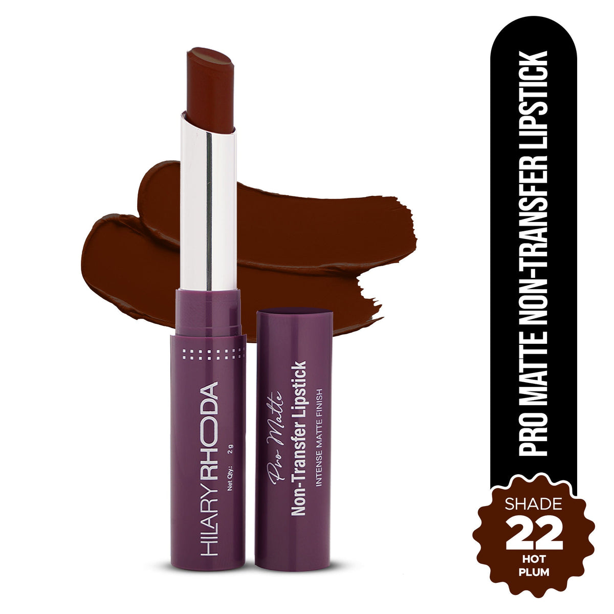 Hilary Rhoda Pro Matte Non-Transfer Waterproof Lipstick - Hot Plum 22 | Grocsy