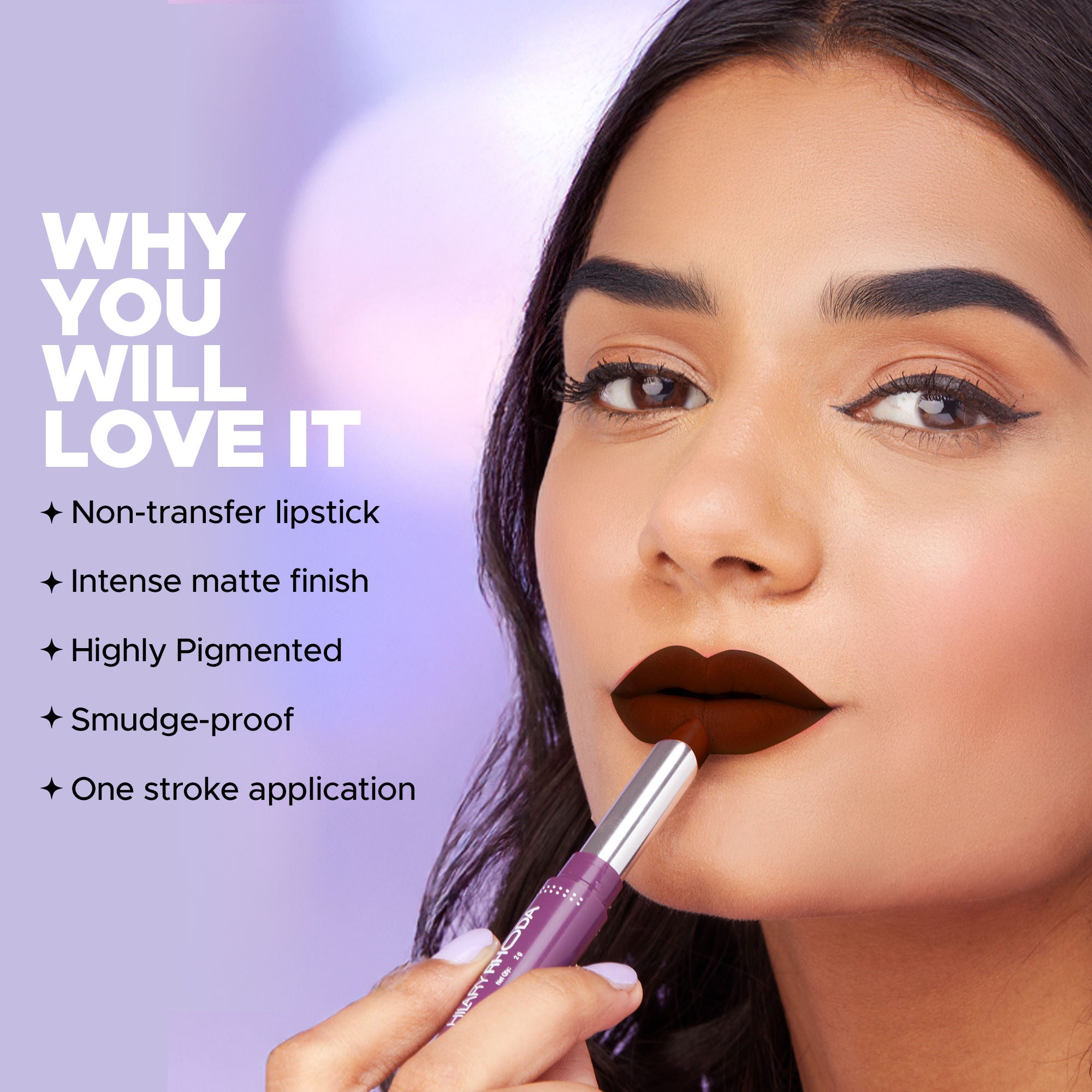 Hilary Rhoda Pro Matte Non-Transfer Waterproof Lipstick - Hot Plum 22 | Grocsy