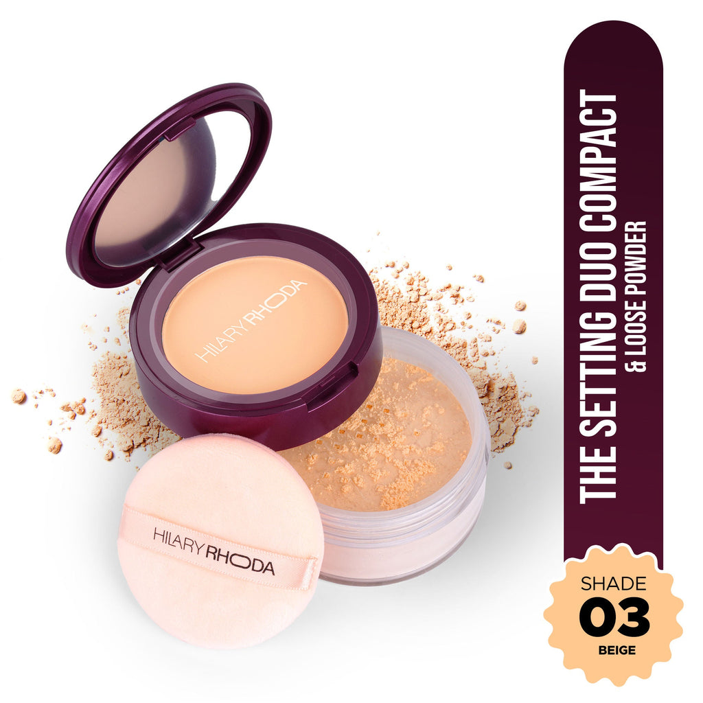 Hilary Rhoda The Setting Duo Matte Compact Powder - Beige 03 | Grocsy