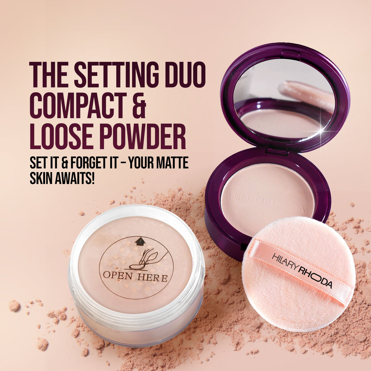 Hilary Rhoda The Setting Duo Matte Compact Powder - Beige 03 | Grocsy