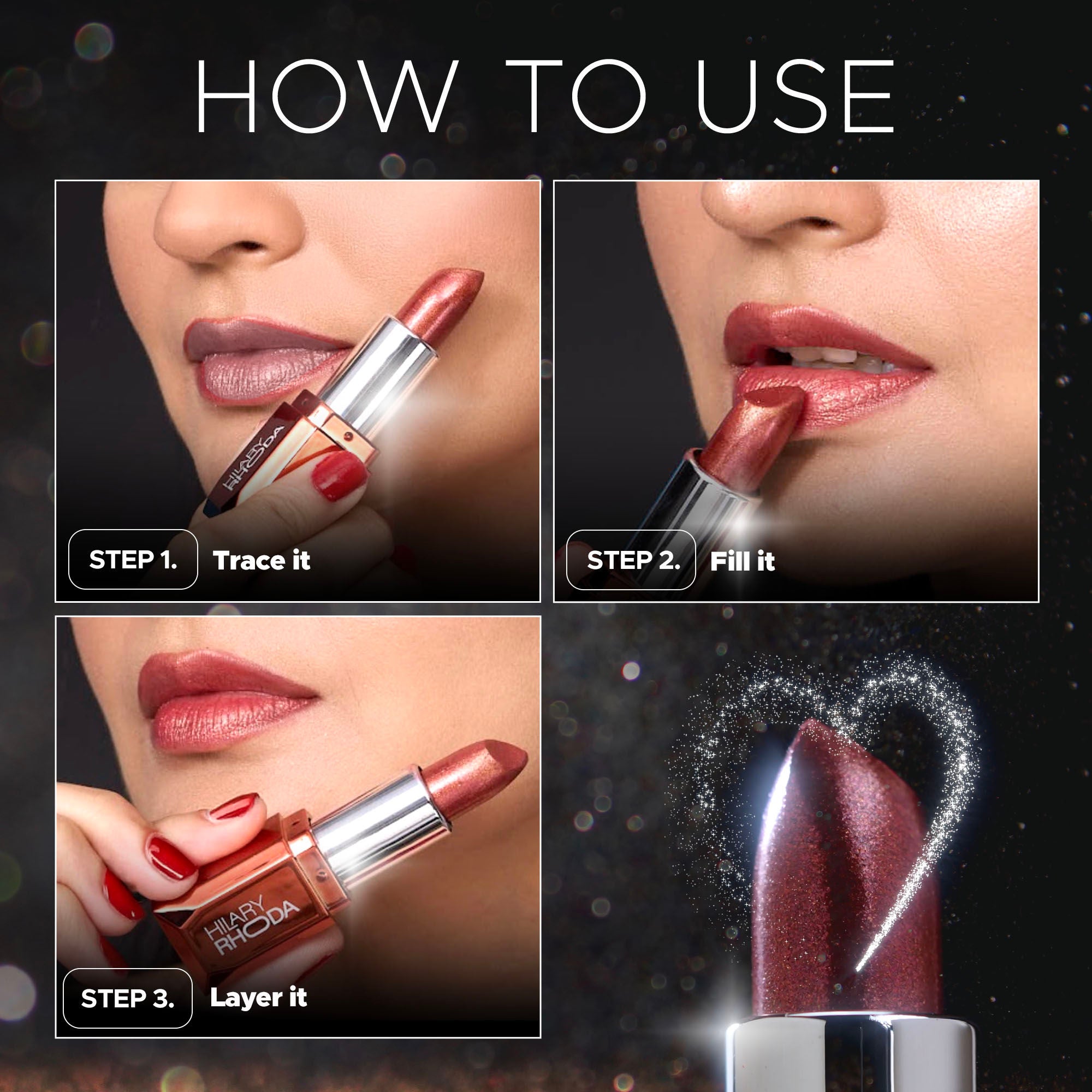 Hilary Rhoda Starlight Metallic Lipstick - Cosmic Candy 01 | Grocsy