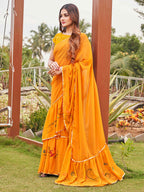 Tikhi Imli Mustard Yellow Gotta Patti Ruffles Saree | Grocsy