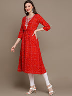 HERE&NOW Embroidered & Bandhani Printed Thread Work Anarkali Kurta | Grocsy
