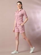 Myshka Women's Pink Solid Regular Fit Shirt | Grocsy