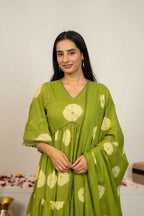 Joban Fashion Green Tie & Dye Cotton Suit Set | Grocsy