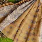 Exclusive Collection 100% Pure Cotton Light Beige Tant Saree With Hand Weaving Work | Grocsy
