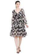 PAVONINE Black Color Flower Notch Midi For Girls | Grocsy