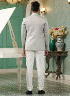 Raivat Ethnic Art Silk Embroidery and Thread Work Jodhpuri in Grey Colour | Grocsy