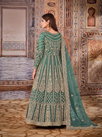 Anaita Green Embroidered Net Anarkali Suit | Grocsy