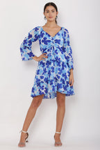 PAVONINE Blue Color Flower Notch Midi For Girls | Grocsy