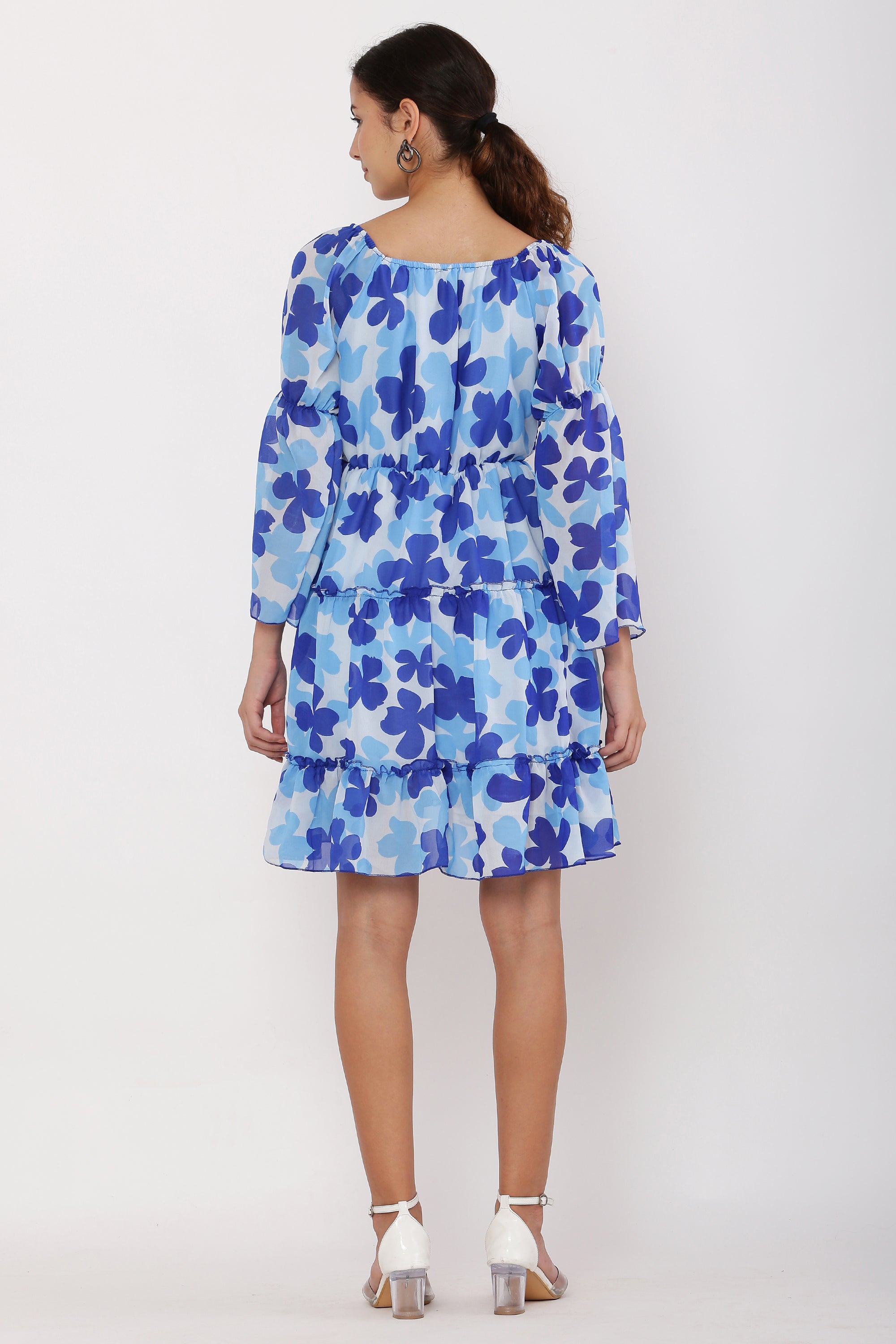 PAVONINE Blue Color Flower Notch Midi For Girls | Grocsy