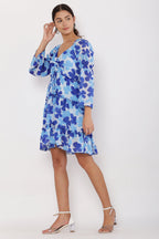 PAVONINE Blue Color Flower Notch Midi For Girls | Grocsy