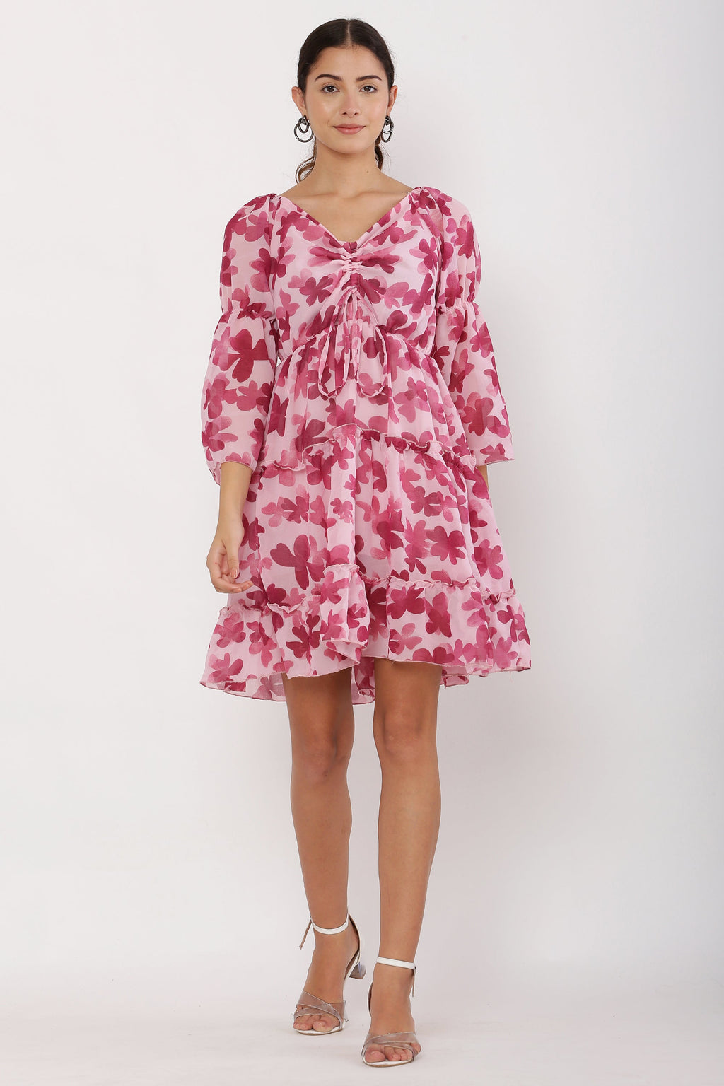 PAVONINE Maroon Color Flower Notch Midi For Girls | Grocsy