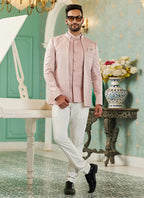 Raivat Ethnic Art Silk Embroidery and Thread Work Jodhpuri in Onion Pink Colour | Grocsy