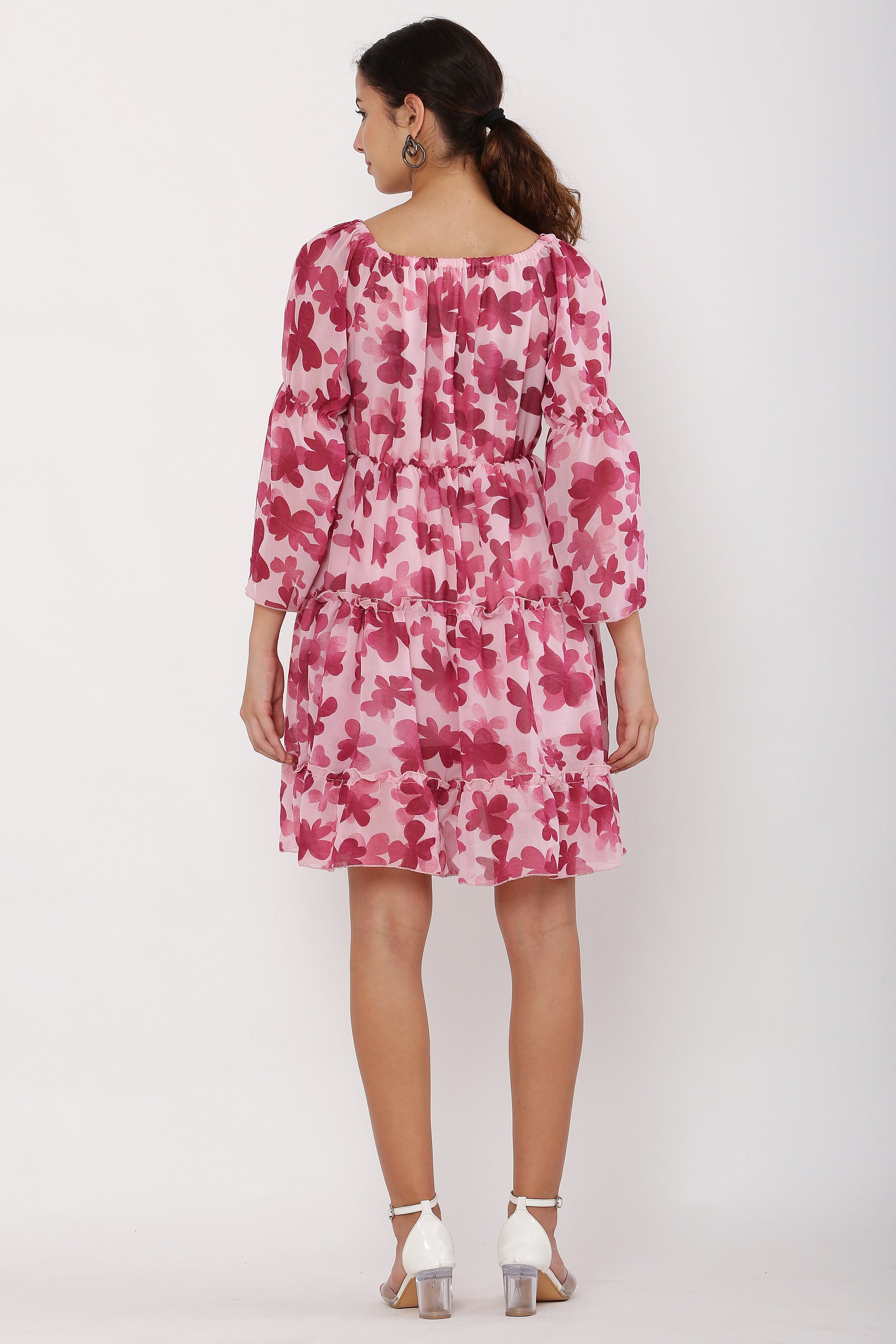PAVONINE Maroon Color Flower Notch Midi For Girls | Grocsy