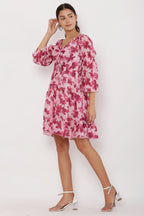 PAVONINE Maroon Color Flower Notch Midi For Girls | Grocsy