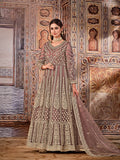 Anaita Light Brown Embroidered Net Anarkali Suit | Grocsy