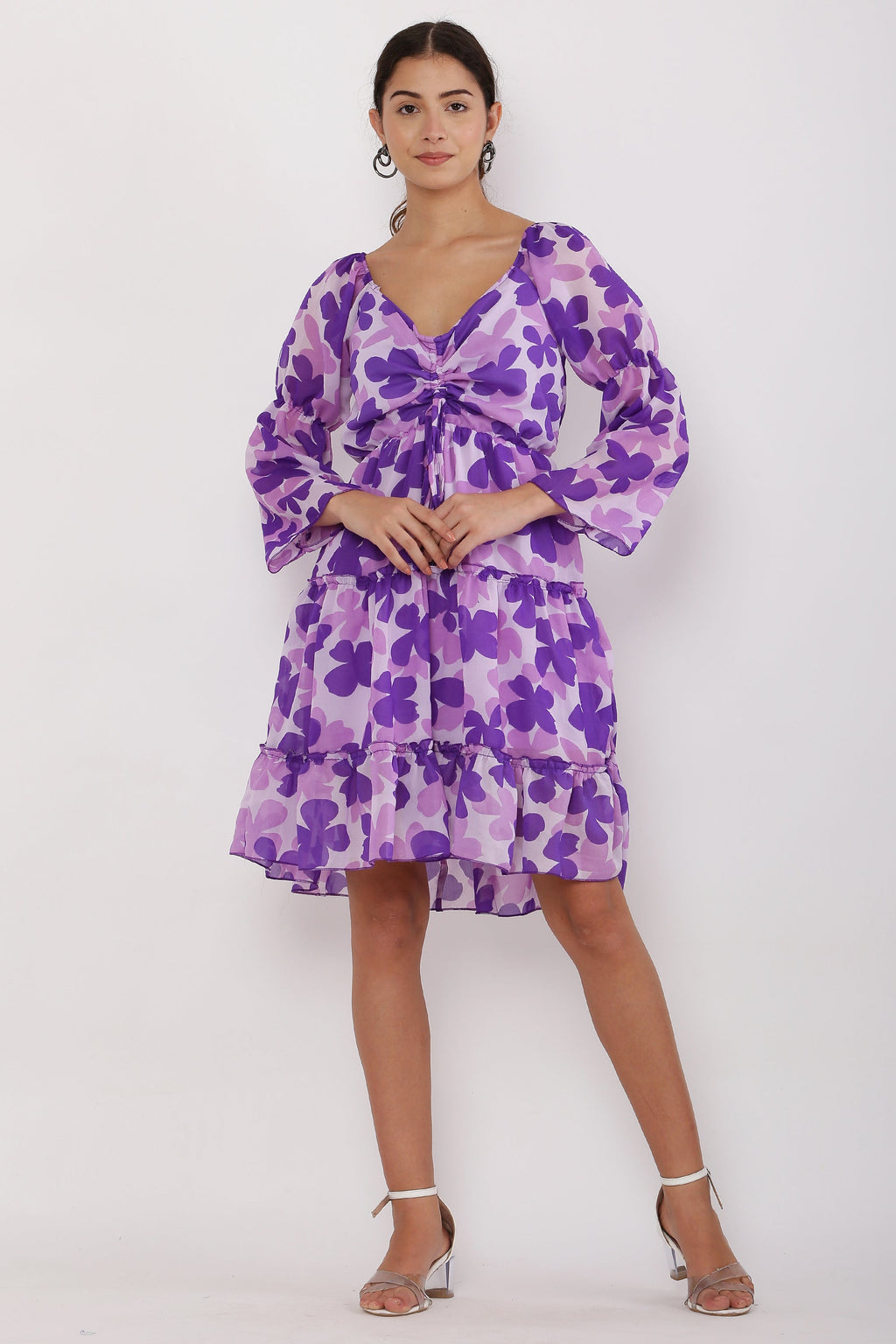PAVONINE Purple Color Flower Notch Midi For Girls | Grocsy