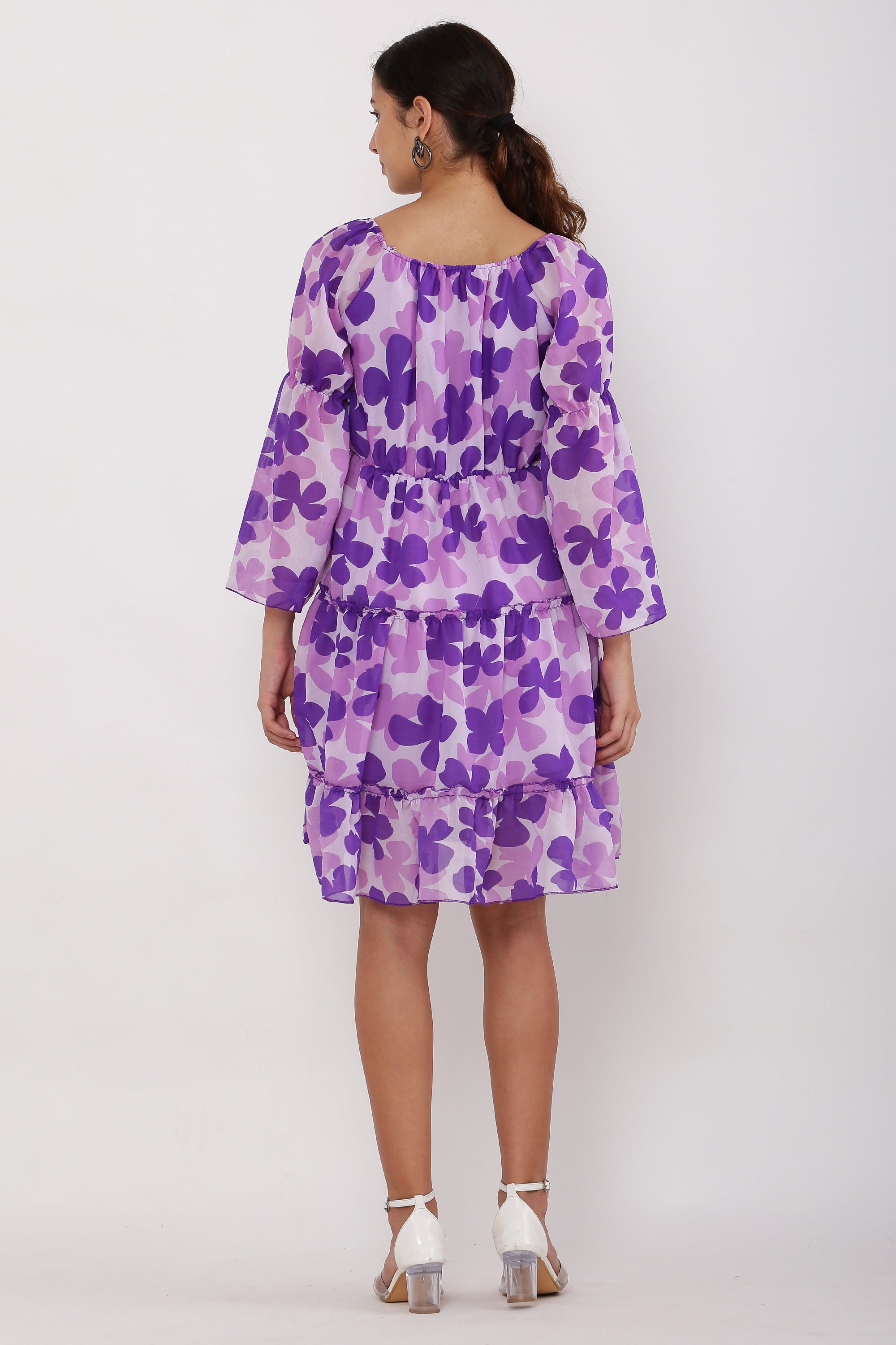 PAVONINE Purple Color Flower Notch Midi For Girls | Grocsy