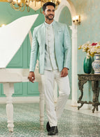 Raivat Ethnic Art Silk Embroidery and Thread Work Jodhpuri in Pista Green Colour | Grocsy