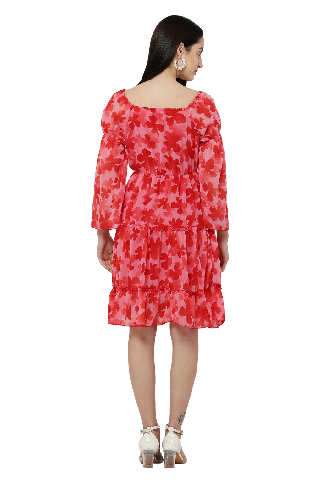 PAVONINE Red Color Flower Notch Midi For Girls | Grocsy