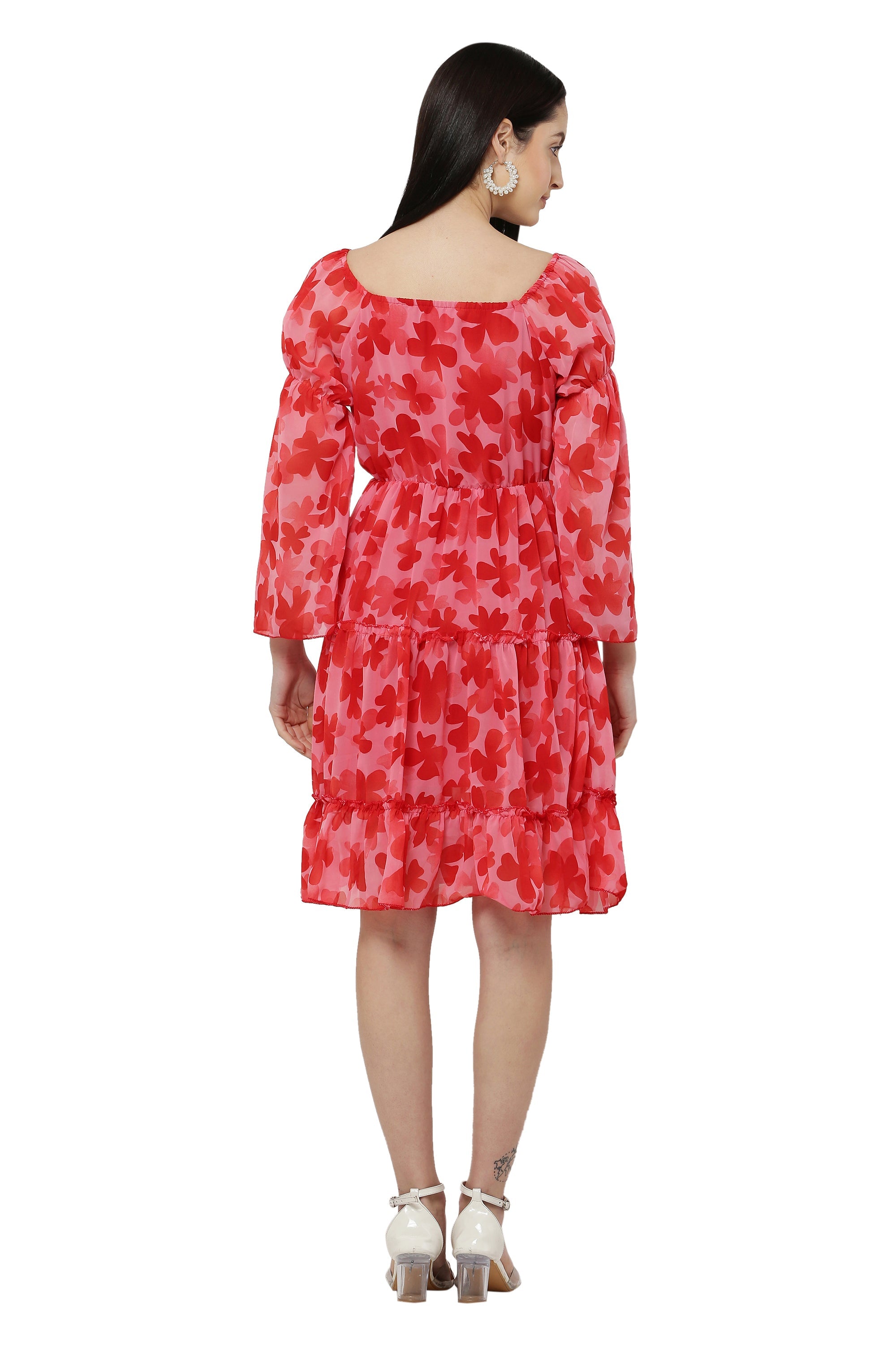 PAVONINE Red Color Flower Notch Midi For Girls | Grocsy