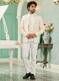 Raivat Ethnic Art Silk Embroidery and Thread Work Jodhpuri in Cream Colour | Grocsy