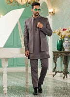 Raivat Ethnic Art Silk Embroidery and Thread Work Jodhpuri in Grey Colour | Grocsy