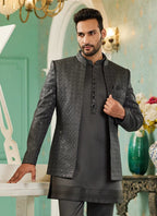 Raivat Ethnic Art Silk Embroidery and Thread Work Jodhpuri in Grey Colour | Grocsy