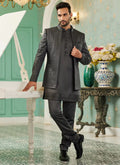 Raivat Ethnic Art Silk Embroidery and Thread Work Jodhpuri in Grey Colour | Grocsy