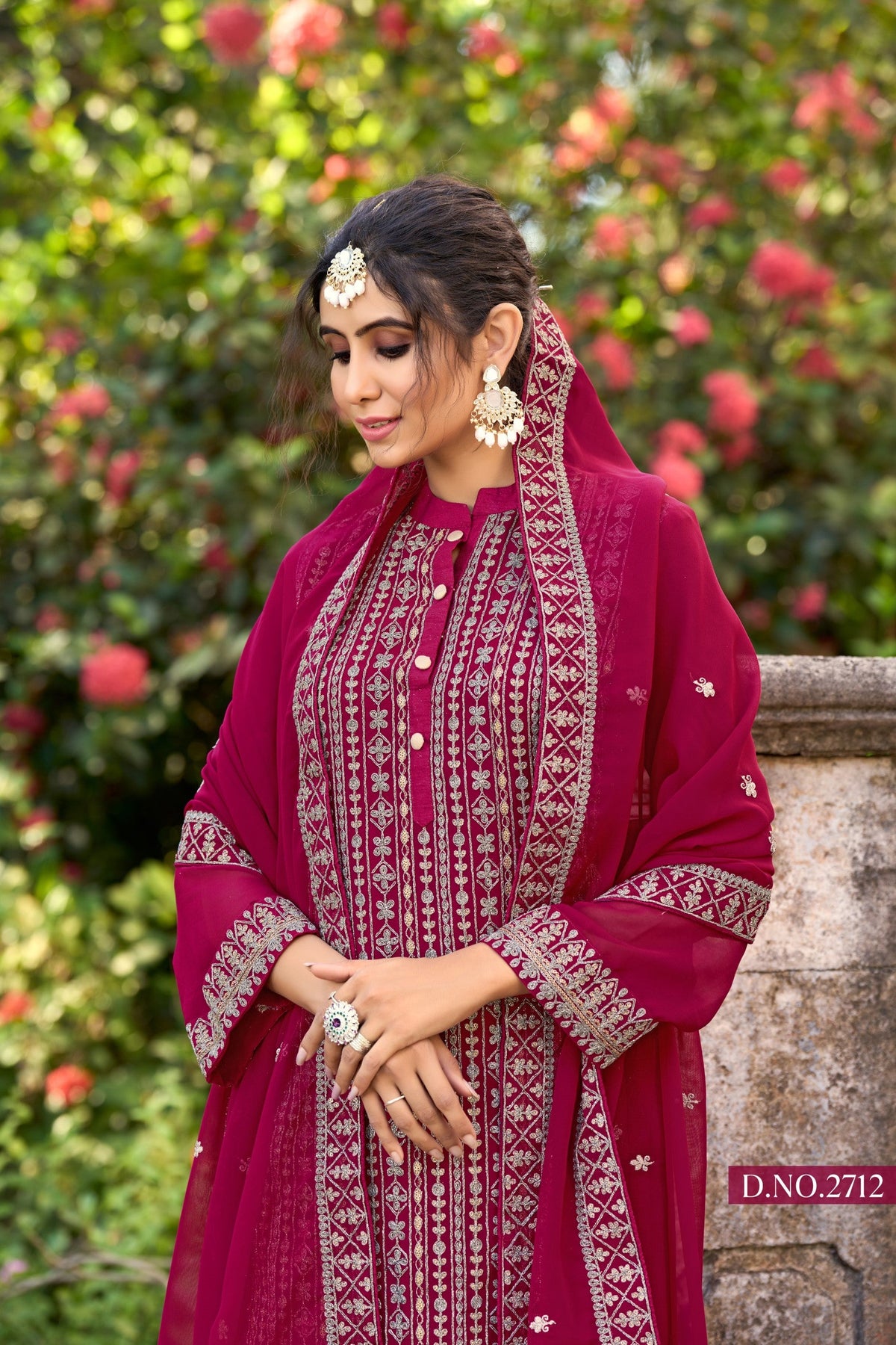 Anaita Rani Pink Embroidered Glory Silk Plazzo Suit | Grocsy