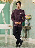 Raivat Ethnic Art Silk Embroidery and Thread Work Jodhpuri in Wine Colour | Grocsy