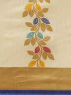 Saree Mall Off-White & Beige Printed Saree | Grocsy