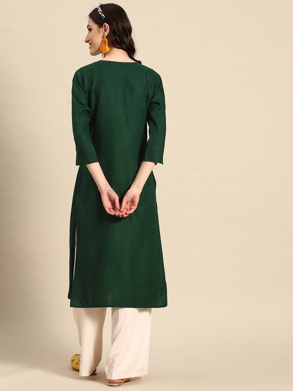 Sangria Ethnic Motif Embroidered Thread Work Thread Work Kurta | Grocsy