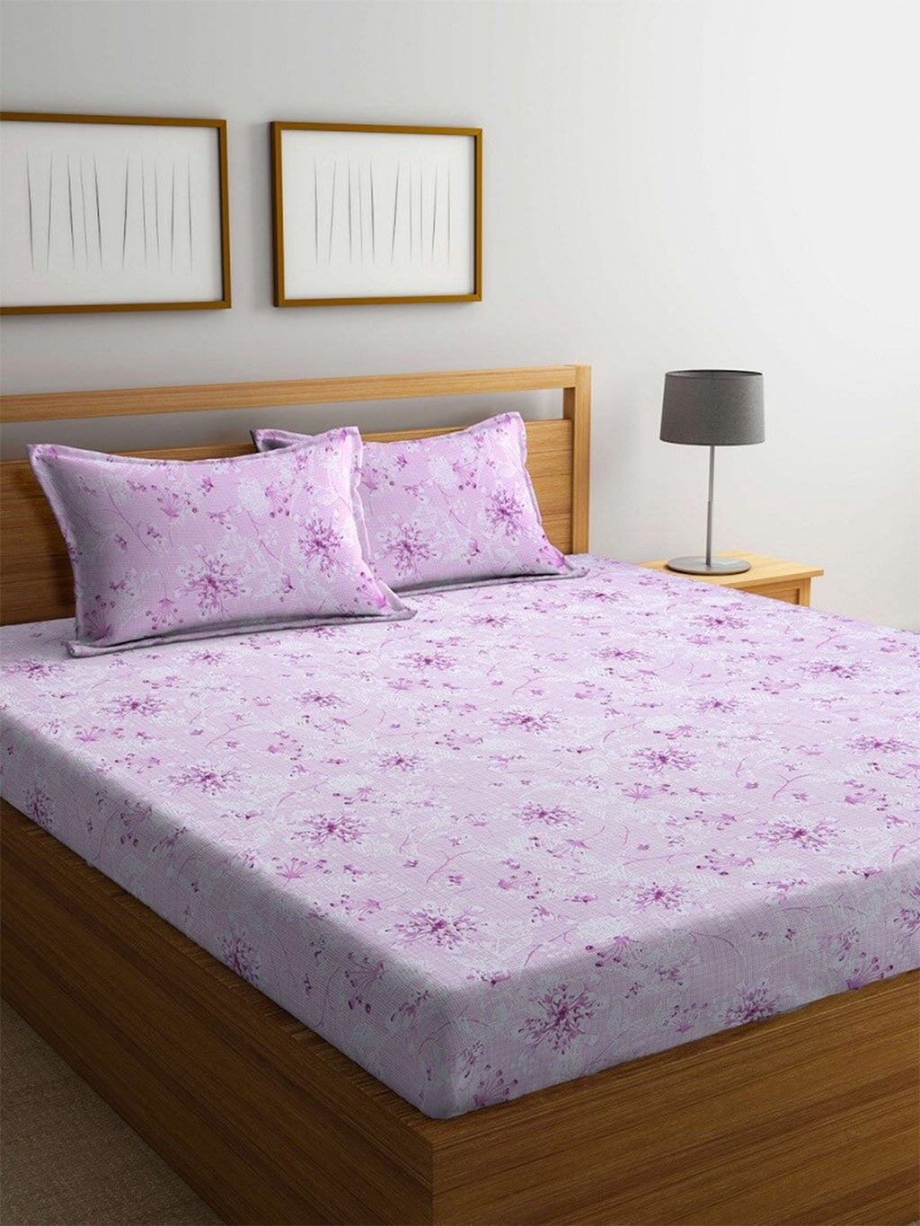 BOMBAY DYEING Pink Floral Cotton 120 TC King Bedsheet with 2 Pillow Covers | Grocsy