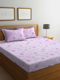 BOMBAY DYEING Pink Floral Cotton 120 TC King Bedsheet with 2 Pillow Covers | Grocsy