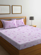 BOMBAY DYEING Pink Floral Cotton 120 TC King Bedsheet with 2 Pillow Covers | Grocsy