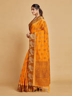 Sangria Ethnic Motifs Woven Design Art Silk Banarasi Saree | Grocsy
