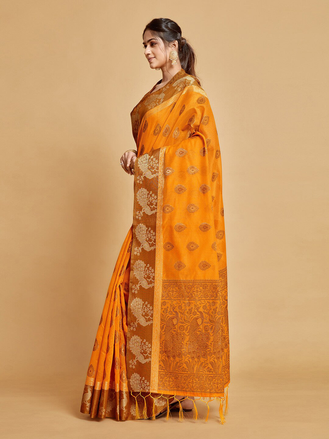 Sangria Ethnic Motifs Woven Design Art Silk Banarasi Saree | Grocsy