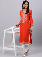 Souchii Women Ethnic Motifs Yoke Design Thread Work Beautiful Kurta | Grocsy