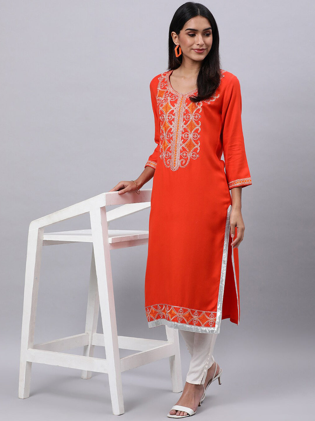 Souchii Women Ethnic Motifs Yoke Design Thread Work Beautiful Kurta | Grocsy