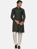 Sethukrishna Men Green Pleated Kurta with Churidar | Grocsy