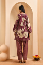 Vaasva Women Brown Cotton Cord Set With Fashi Pant | Grocsy