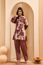 Vaasva Women Brown Cotton Cord Set With Fashi Pant | Grocsy