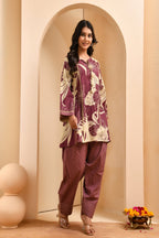 Vaasva Women Brown Cotton Cord Set With Fashi Pant | Grocsy