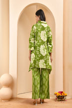 Vaasva Women Green Cotton Cord Set With Printed Pants | Grocsy