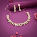 Tehzeeb Creations Rose Gold-Polished Sea Green Choker Necklace With Dangle Earrings | Grocsy