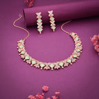 Tehzeeb Creations Rose Gold-Polished Sea Green Choker Necklace With Dangle Earrings | Grocsy
